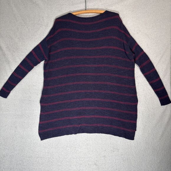 Free People Sweater Womens Oversized Size XS Navy Blue Stripes Coastal Lagenlook - Picture 13 of 16